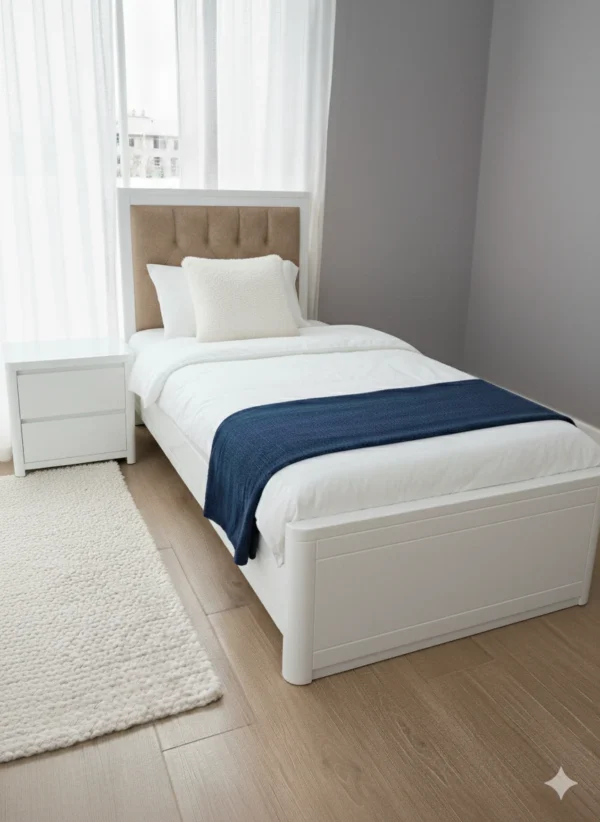 Lit aadl capitonne blanc 90X190cm