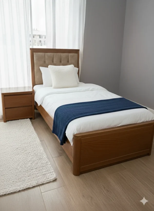 Lit aadl capitonne marron 90X190cm